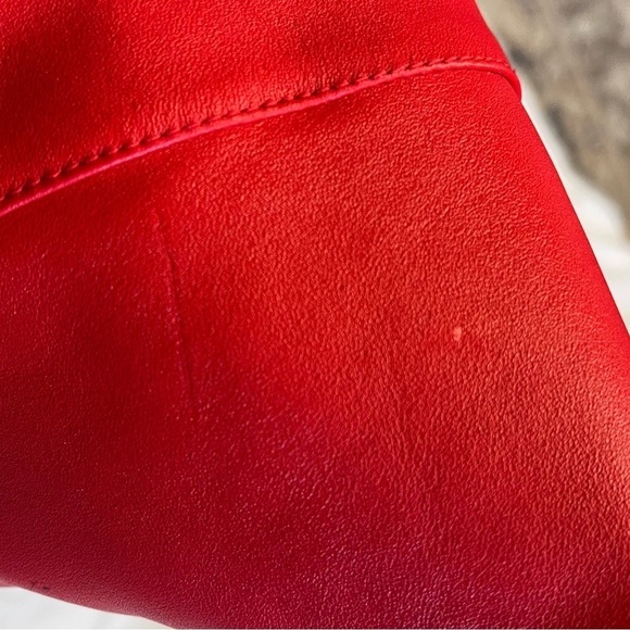 Vintage 1970's Fast Turn Cherry Red Genuine Leather Knee High Slip On Boots - Picture 8 of 9